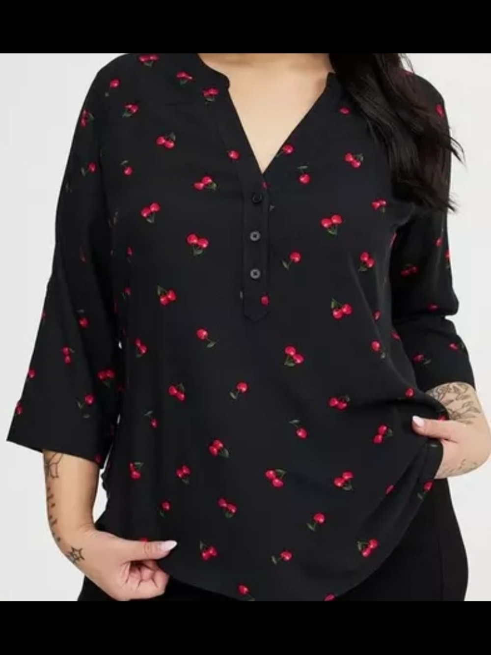 torrid Harper Challis Black Cherry-Print Top